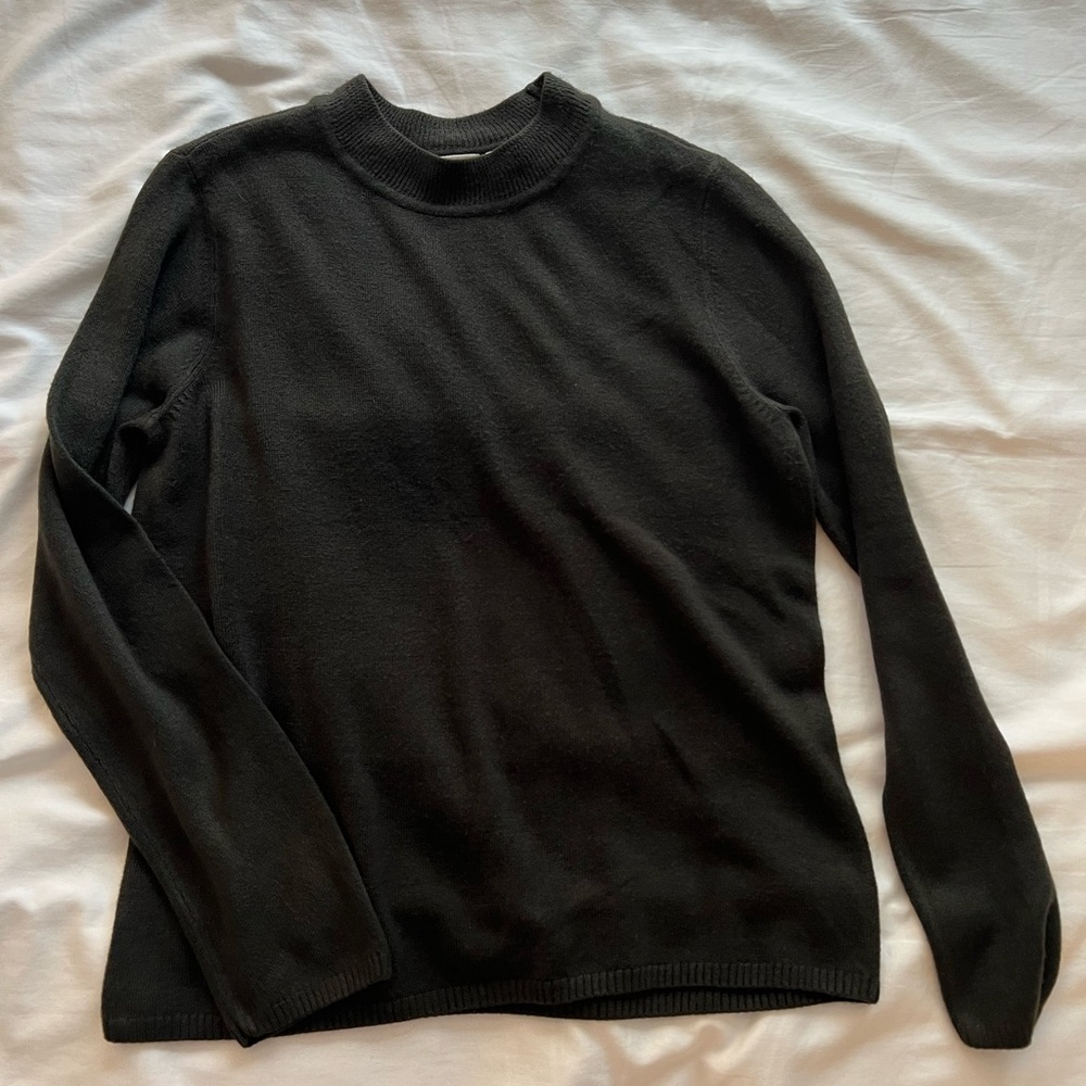 black soft mock neck sweater